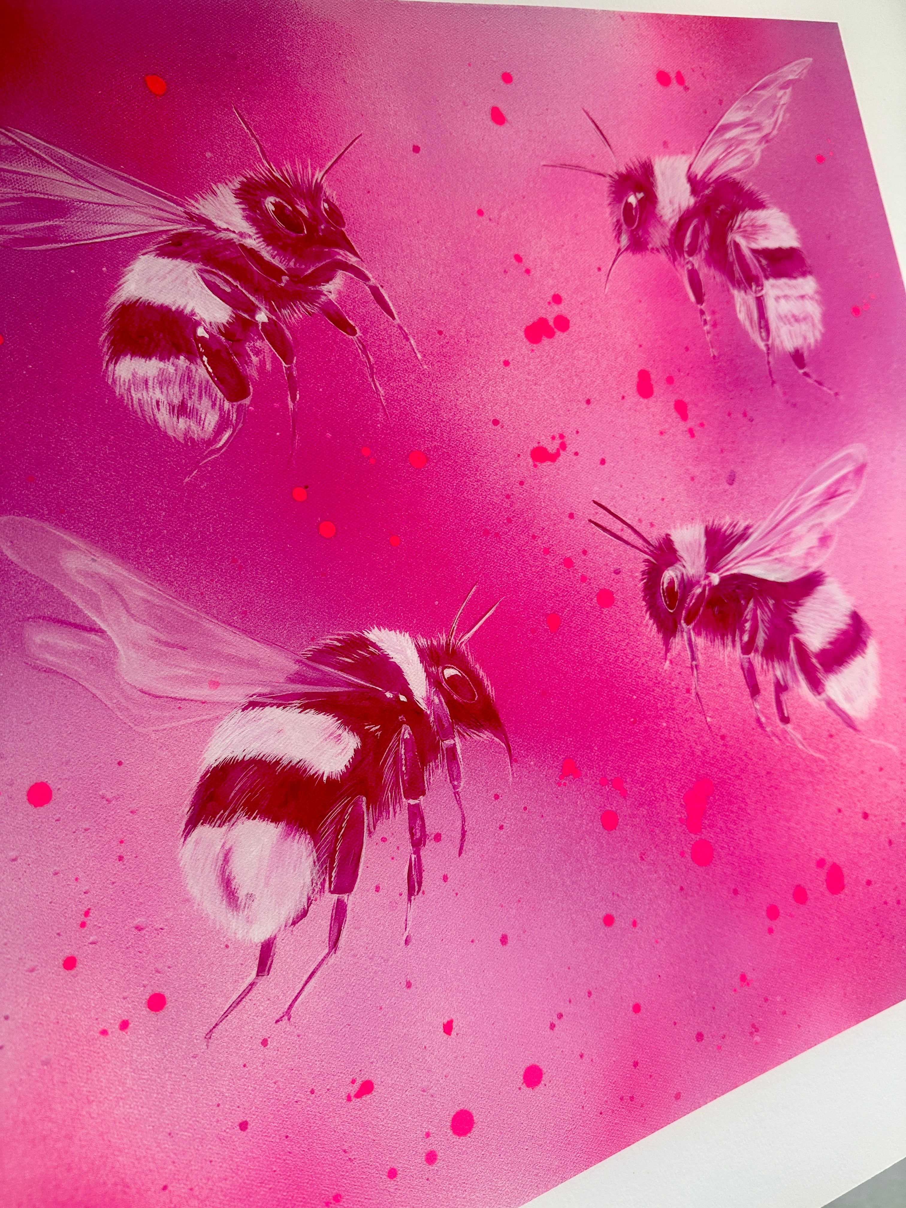 LTD EDITION Hand Finished “UPFEST24 PINK BEES” gicleé PRINT - 50x50cm