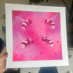 LTD EDITION Hand Finished “UPFEST24 PINK BEES” gicleé PRINT - 30x30cm