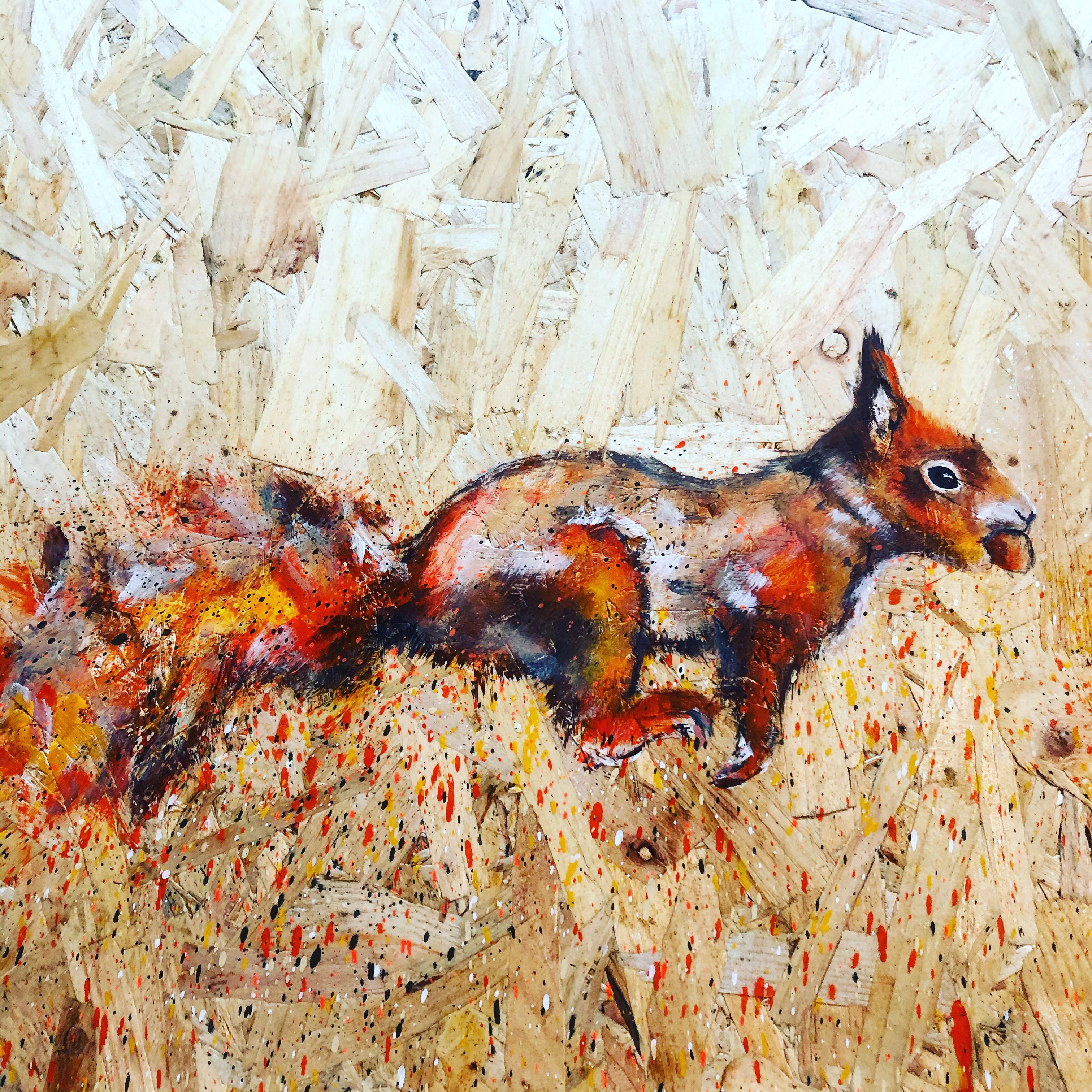 eat leap land repeat squirrel sophie long art on wood spray paint acrylic