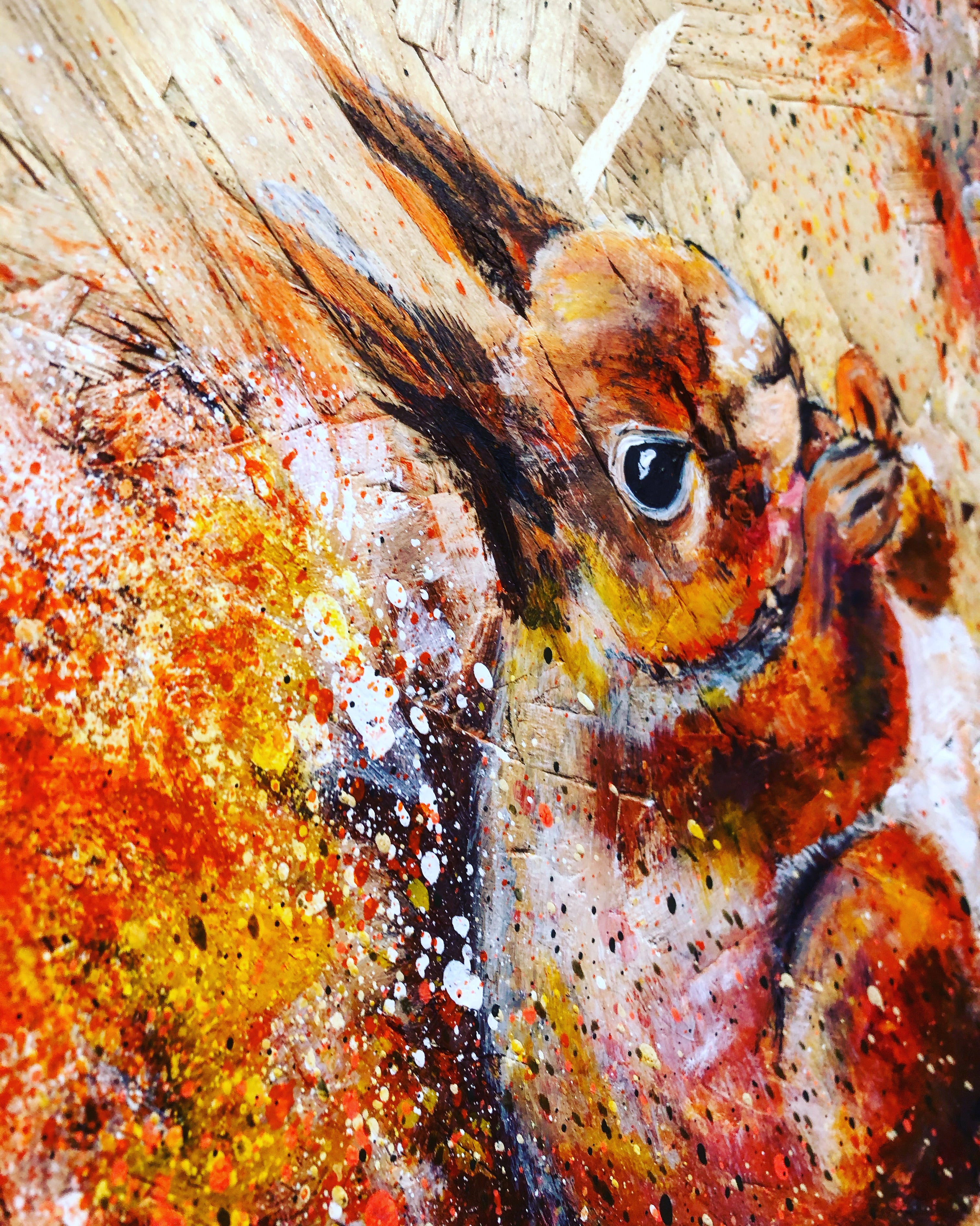 eat leap land repeat squirrel sophie long art on wood spray paint acrylic