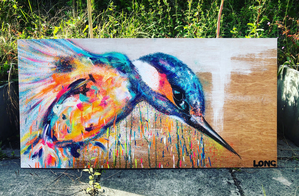 kingfisher sophie long art contemporary spray paint ply wood