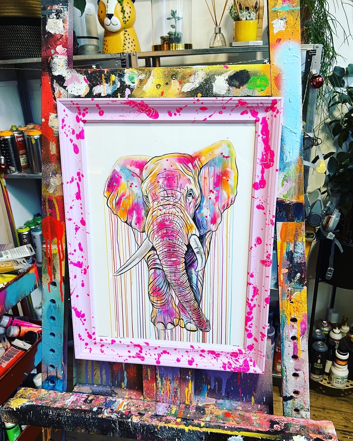 ELEPHANT IN THE ROOM pink bespoke Frame