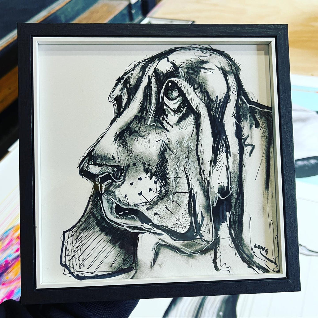 FRAMED BASSET HOUND STUDY