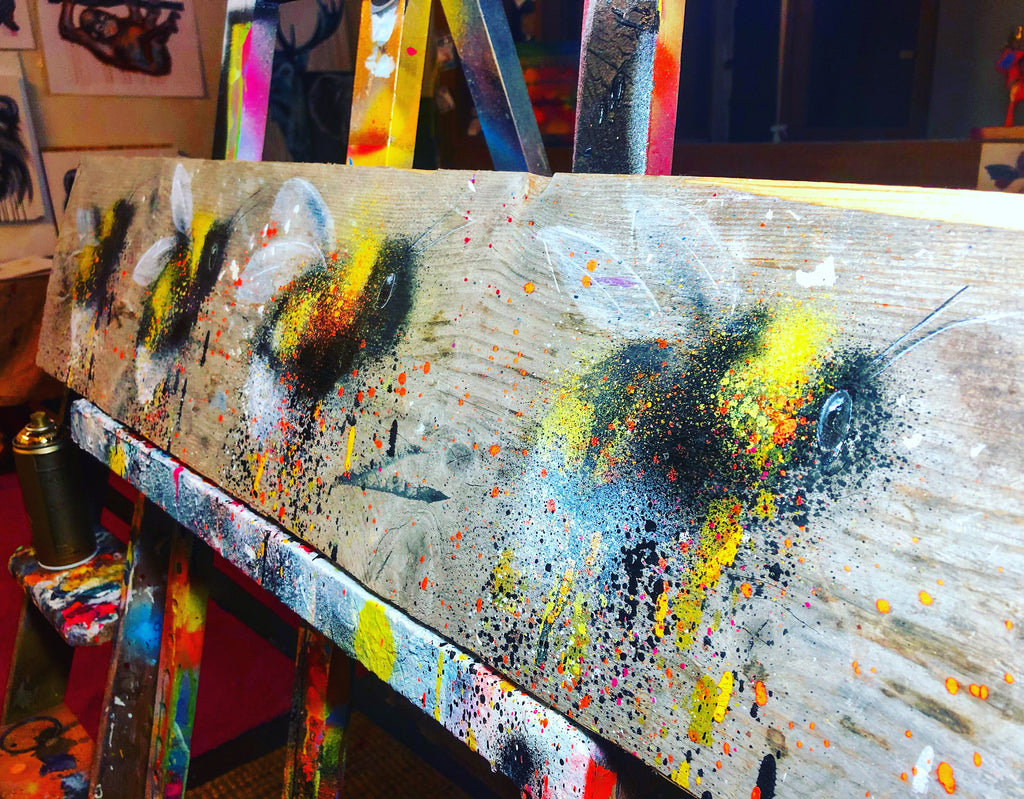 BEEEEES on Scaffolding Board