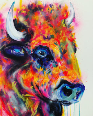 bison animal art sophie long spray paint