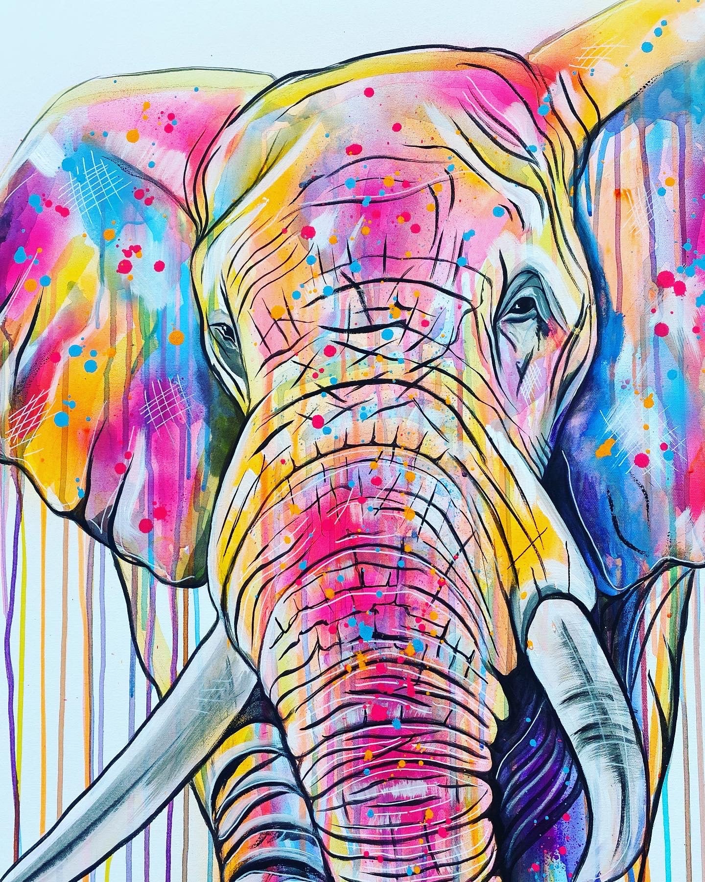 elephant art Sophie Long colourful paint
